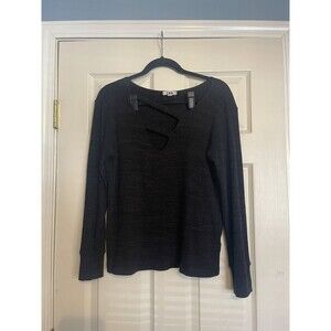 LNA Women’s Large black cut out open shoulder sweater pullover